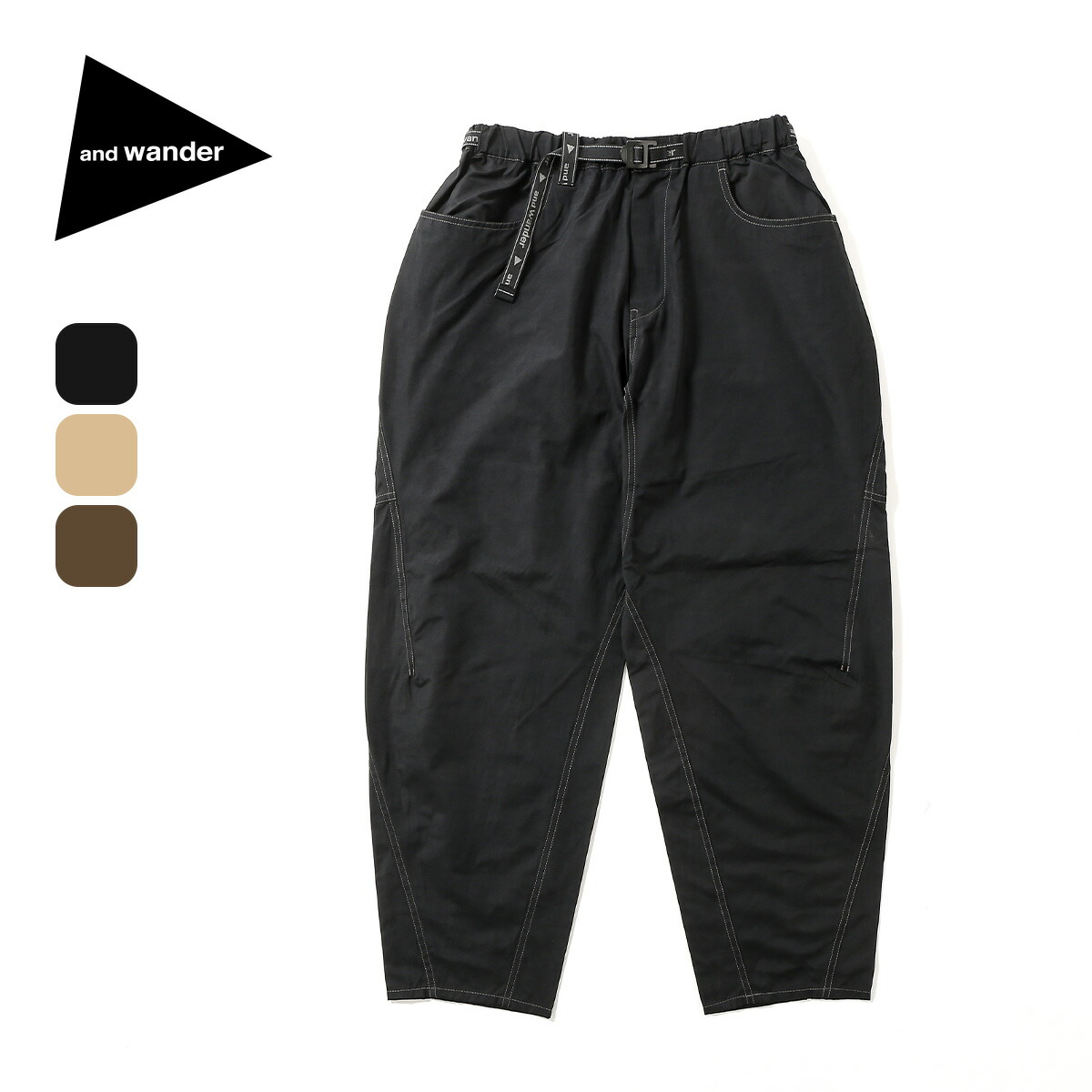 楽天市場】アンドワンダー ハイカウントクロスワイドパンツ and wander