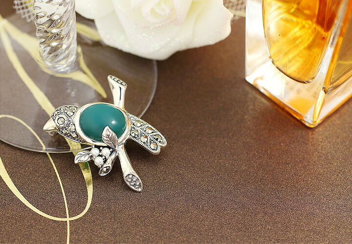 楽天市場】碌山 ブローチ アンティーク グリーンアゲート パール/真珠