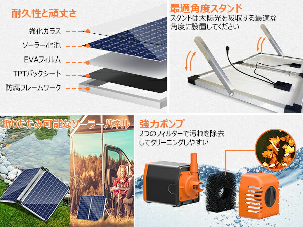 楽天市場】ソーラー 噴水ポンプ ソーラーポンプ 屋外 35W 480GPH水量