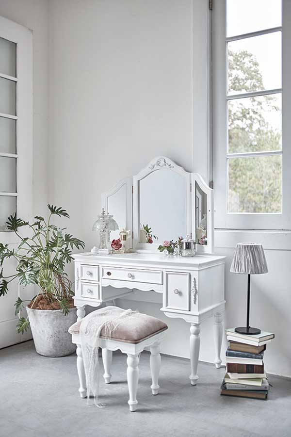 楽天市場】アンティーク家具 ホワイト ドレッサー 化粧台 鏡台 姫系