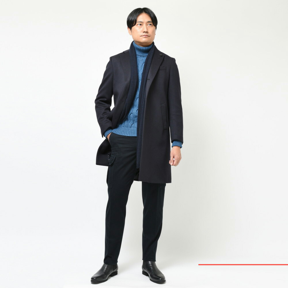 <美品> LARDINI 新ロゴ ネイビー ウール チェスターコート サイズ44 美品> LARDINI 新ロゴ ネイビー ウール ダブル チェスターコート44 美