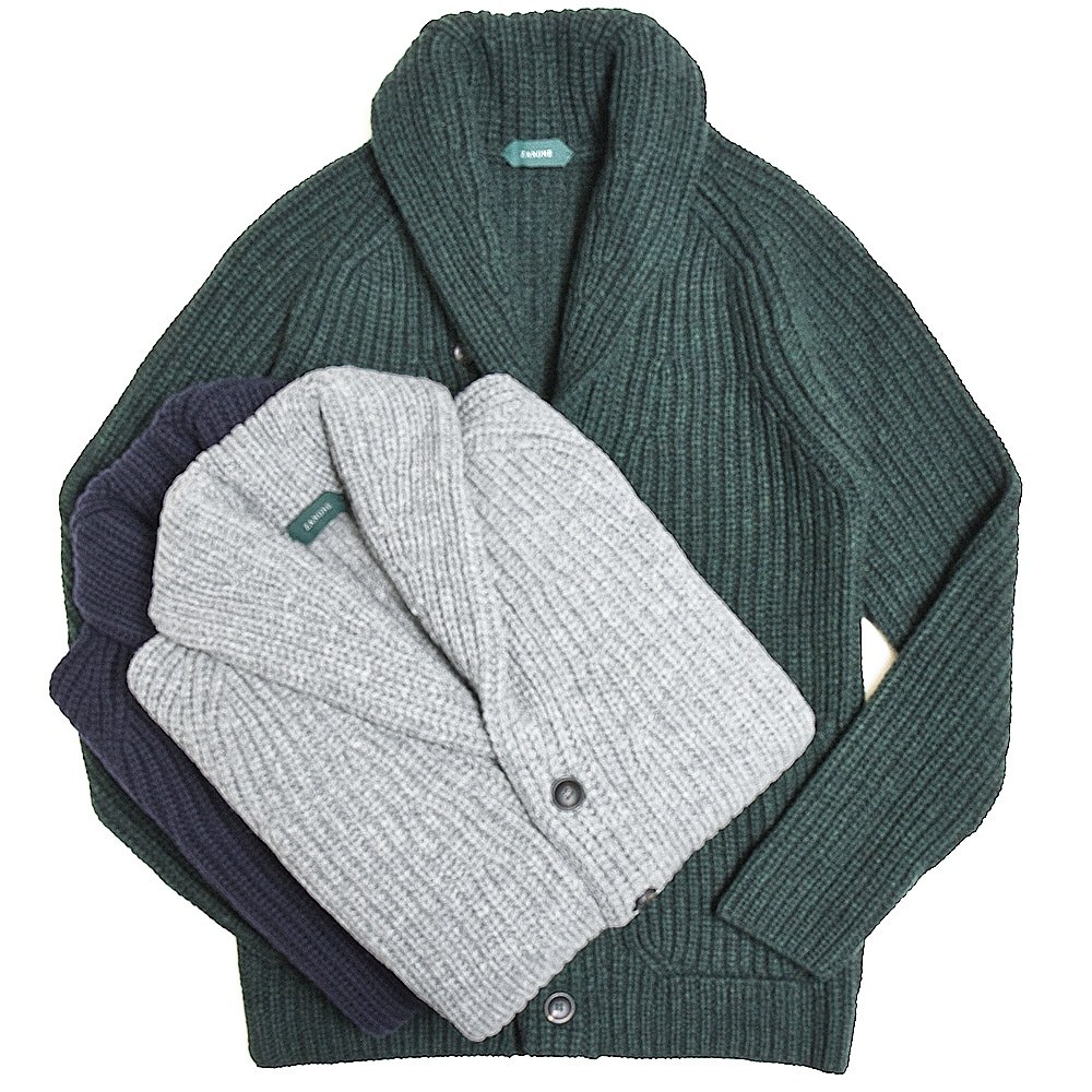 ZANONE（ザノーネ）5ゲージウールフィッシャーマンリブショールカラー