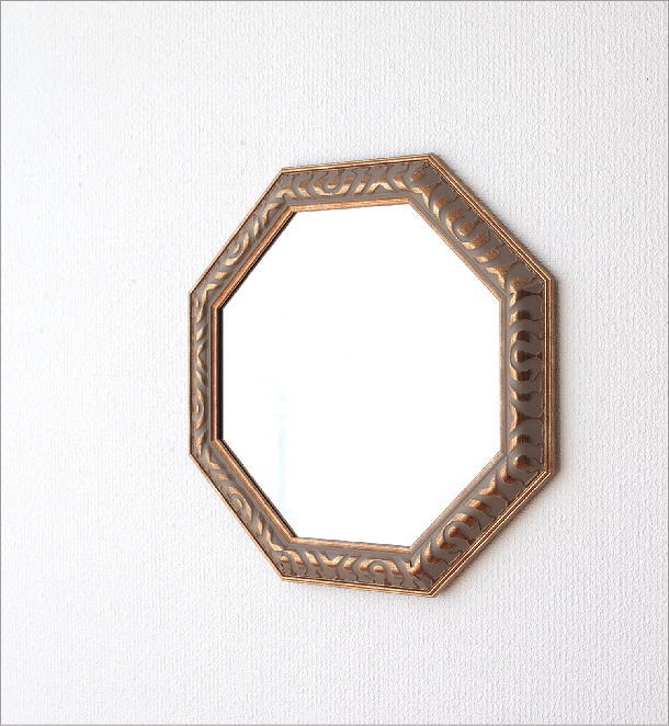 楽天市場】八角形 鏡 八角ミラー 八角鏡 玄関 リビング 壁掛けミラー