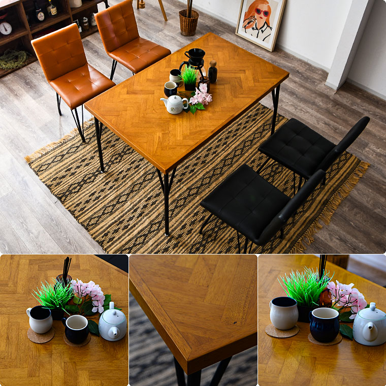ダイニングテーブルセット カフェテーブルセット ヘリンボーン 120cm