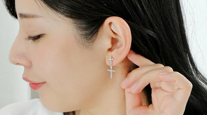 楽天市場】K18YG/K18WG【1.0ct】クロスモチーフ ダイヤモンド ピアス