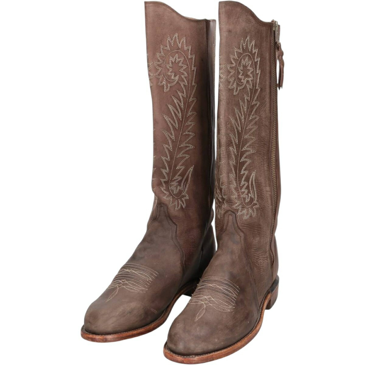 古着 ルケーシー Lucchese 1883 総柄 サイドジップ ウエスタンブーツ