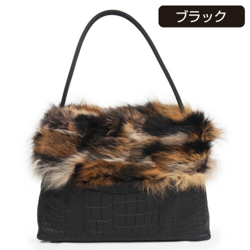 楽天市場】イタリア製 牛革 軽量 ファー付きハンドバッグ 型押し