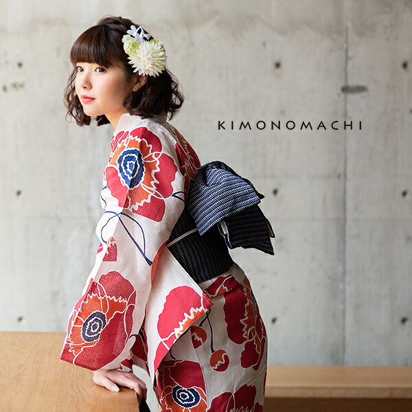 大きいサイズ レディース 浴衣3点セット(浴衣＋長尺帯＋下駄)「浴衣