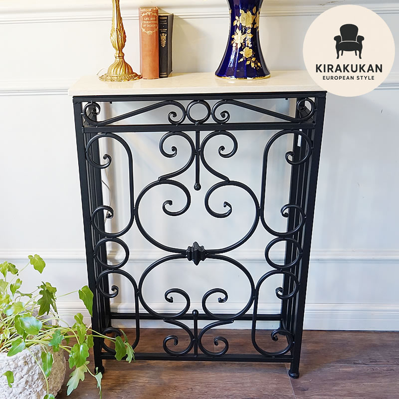 楽天市場】アイアン コンソールテーブル アンティーク 玄関 大理石製天