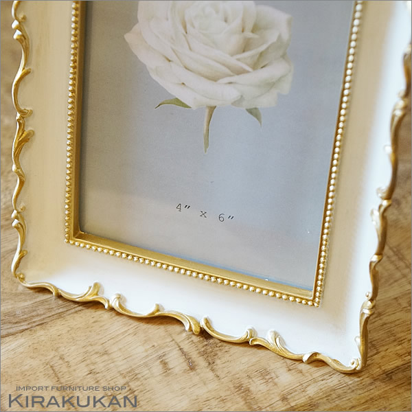 楽天市場】薔薇のフォトフレーム ローズ ホワイト ゴールド 写真立て