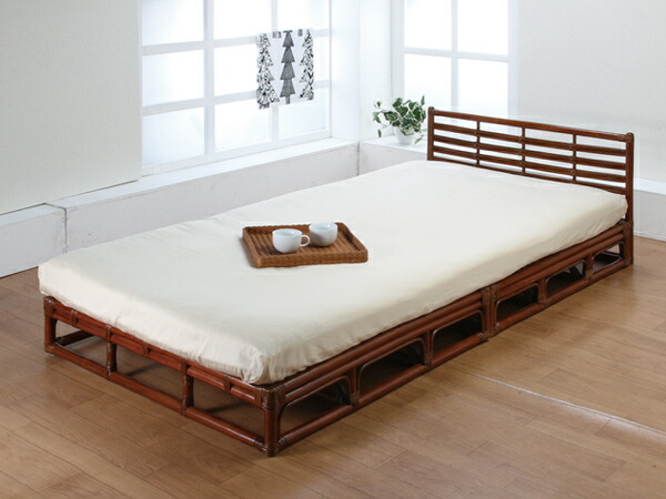 楽天市場】籐 シングルベッド ヘッダー有り ラタン家具 高さ18cm