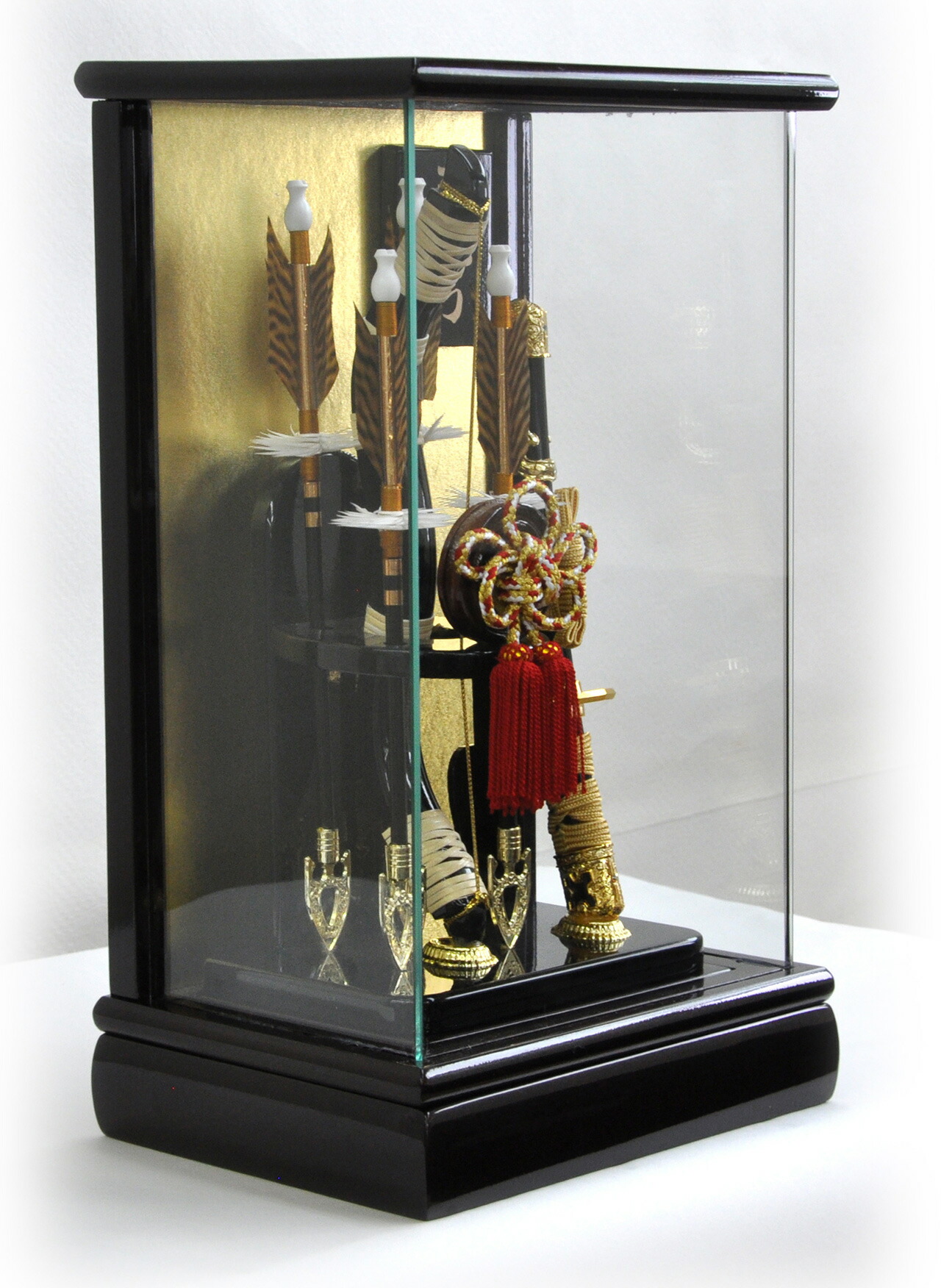 破魔弓ケース入り飾りセット【P7415】秀光 伝統的な縁起の良い四ツ矢弓