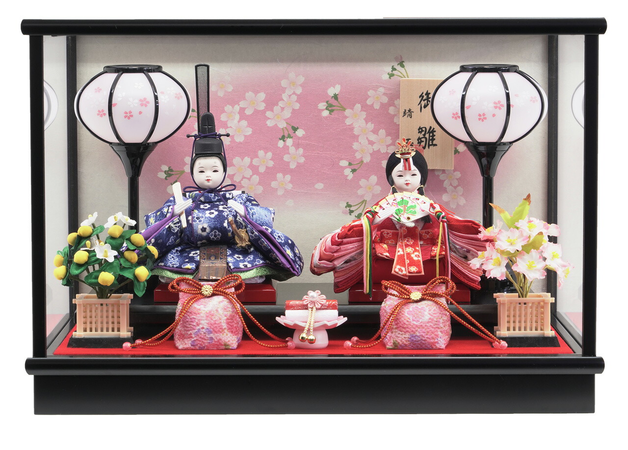 雛人形 ケース親王飾り【P80309】 まあるいフォルムのお顔が可愛い