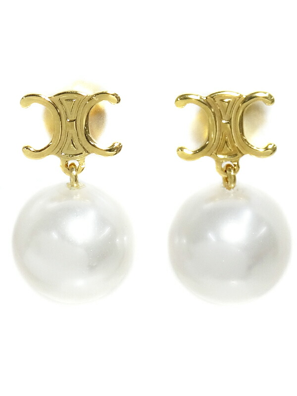 CELINE】セリーヌ『トリオンフ グラスパール ピアス』1週間保証【中古