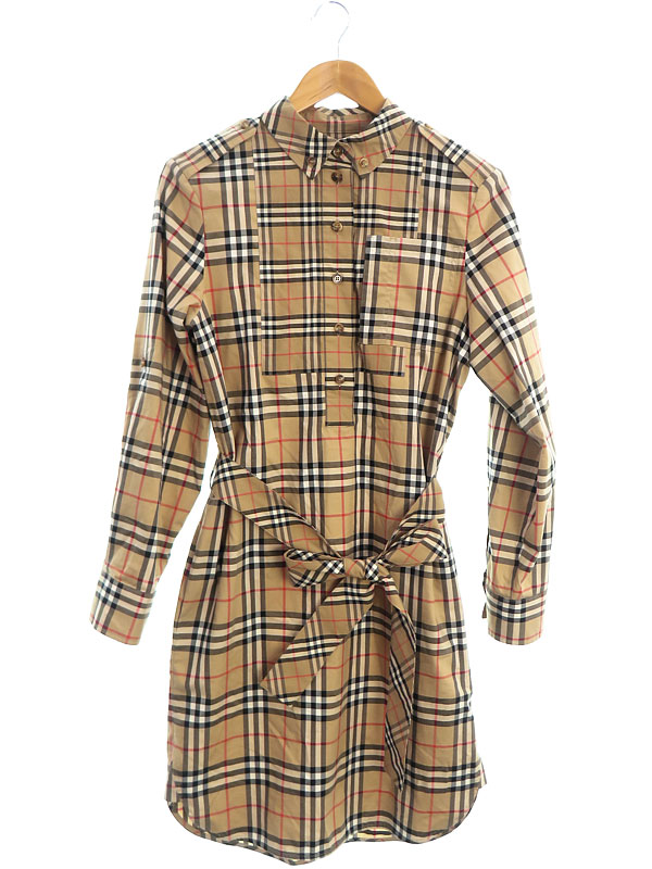 BURBERRY】バーバリー『チェック 長袖シャツワンピース sizeUK8