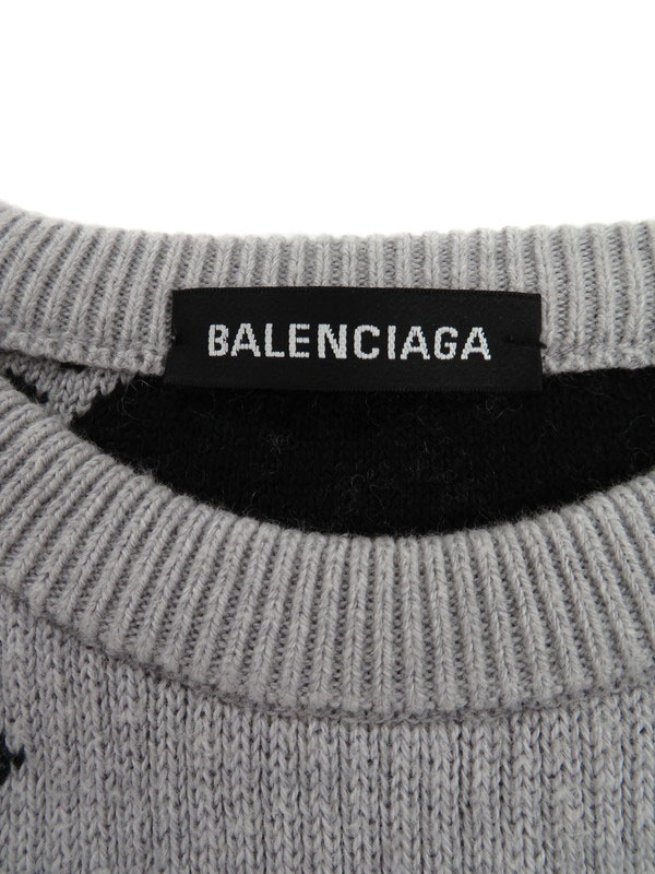 BALENCIAGA】バレンシアガ『ロゴ 総柄 長袖ニット sizeL』576307 T3153