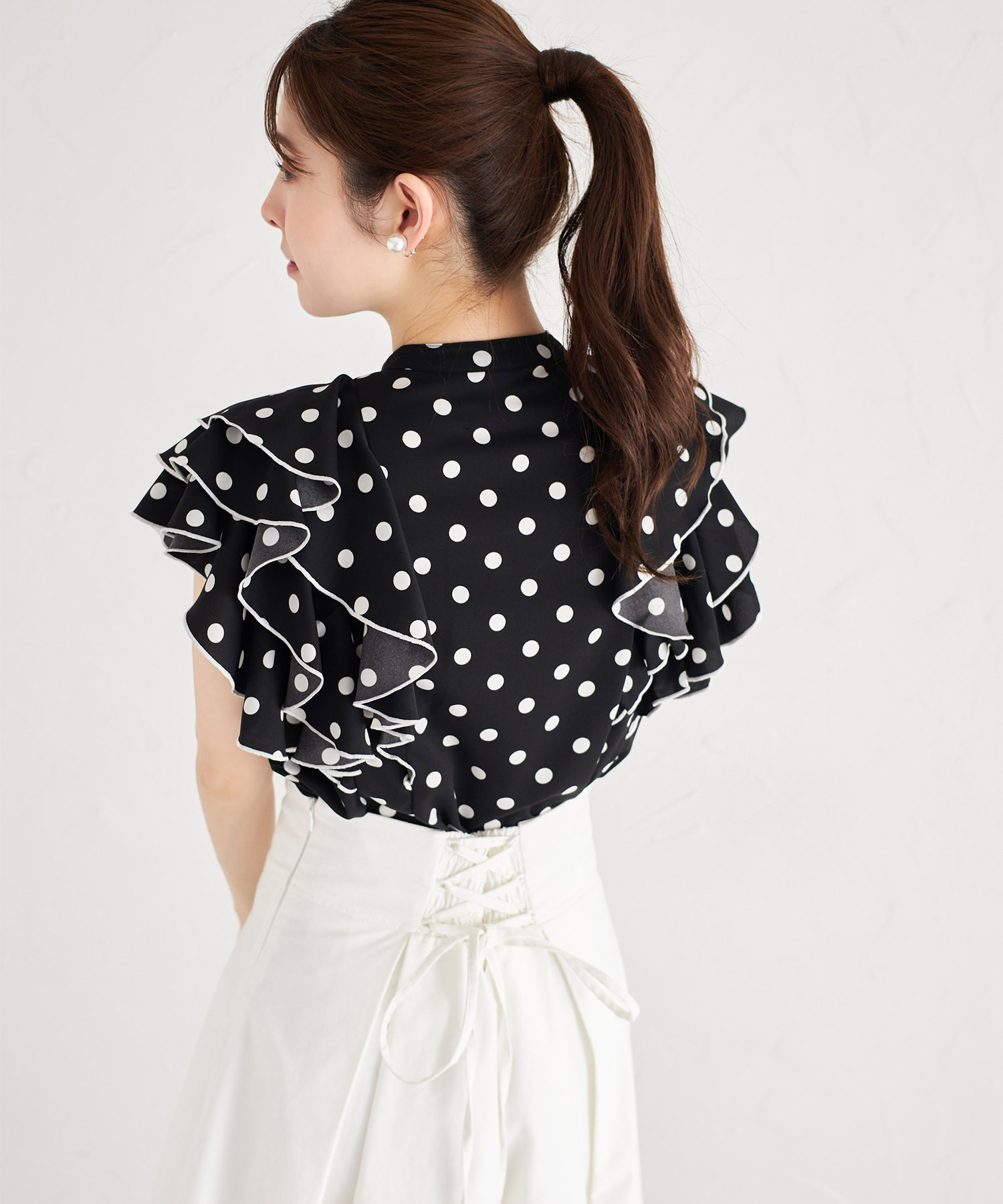 フラメンコペチコート フリル付きオリーブグリーンドット フラメンコ