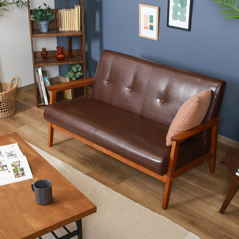 ユアサプライムス.com｜73762 バイキャストPUソファ 2P ミート LBR 幅