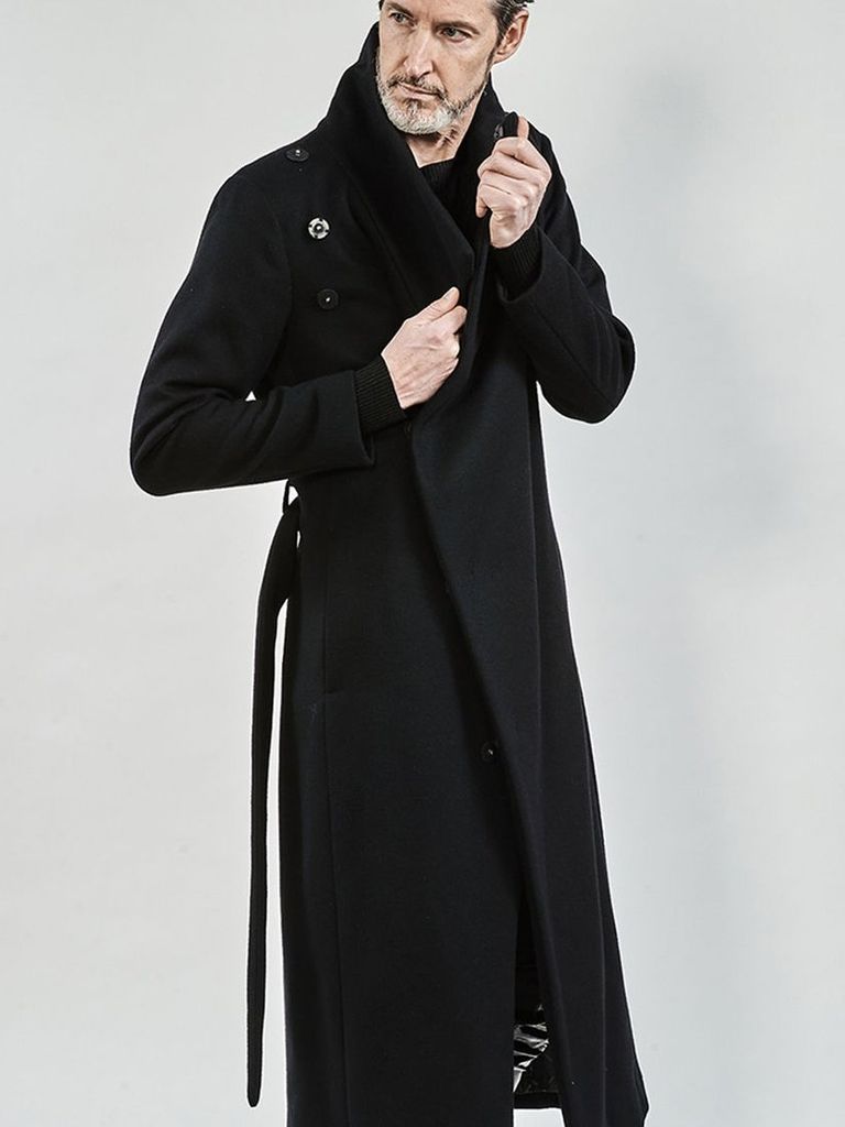 ys Yuji SUGENO - Beaver Wool High collar Wrap Maxi Coat / ブラック