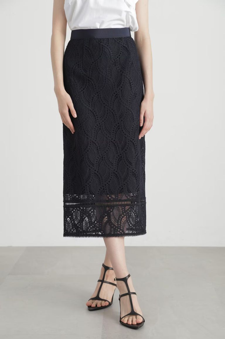 PINKY&DIANNE - 【大人百花コラボ】 レーススカート (ネイビー