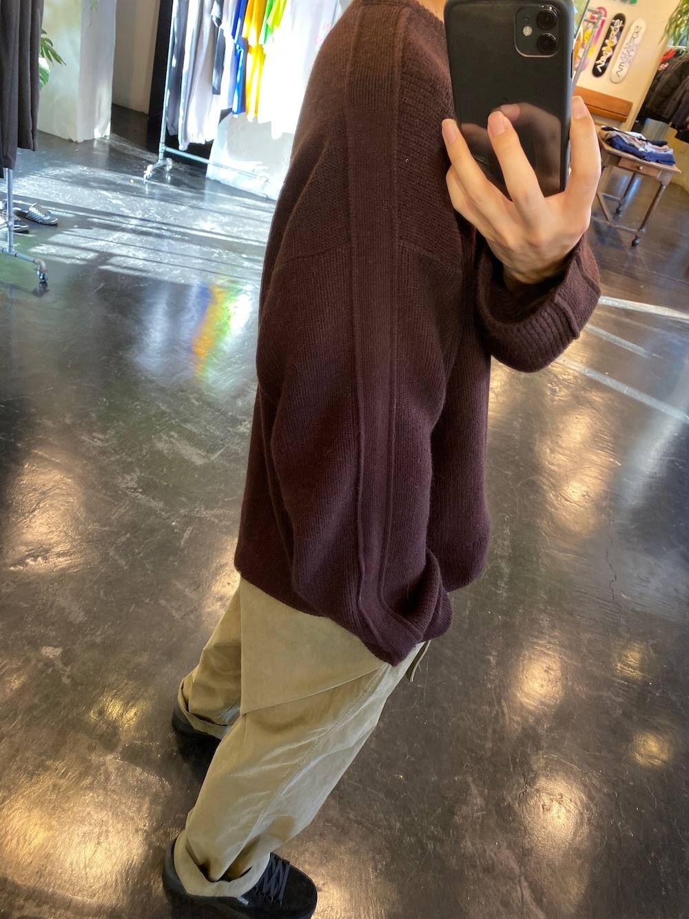 YOKE 7G ALPACA CARDIGAN RIB STITCH KNIT