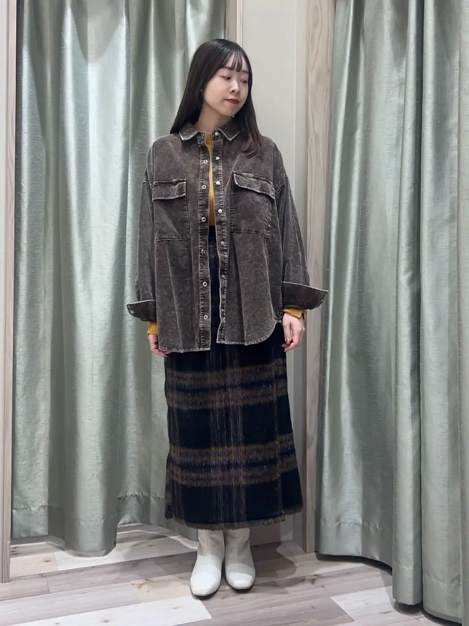 □WITH KURUMI NAKATA チェックラップスカート/Green Parks（グリーン