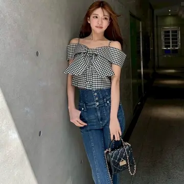 LIP SERVICE（リップサービス）｜ ツイードリボンオフショルトップス