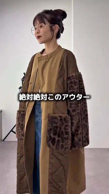 etsinta】ファー切替ノーカラーキルティングコート | CIAOPANIC TYPY