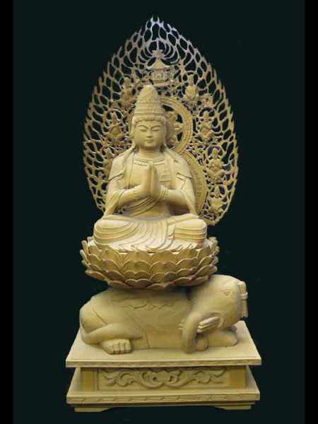 普賢菩薩の木彫仏像を販売しております。普賢菩薩は知恵の仏として有名