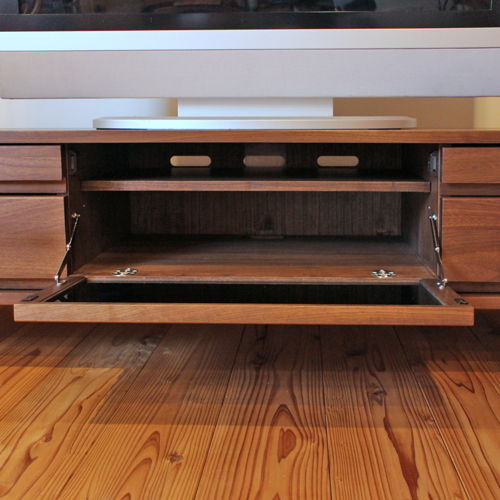 テレビボード 150 ウォルナット テレビ台 収納ボード 黒 木製無垢のTV台