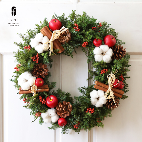 クリスマスリース - クリスマス コットンフラワー 松ぼっくり ギフト