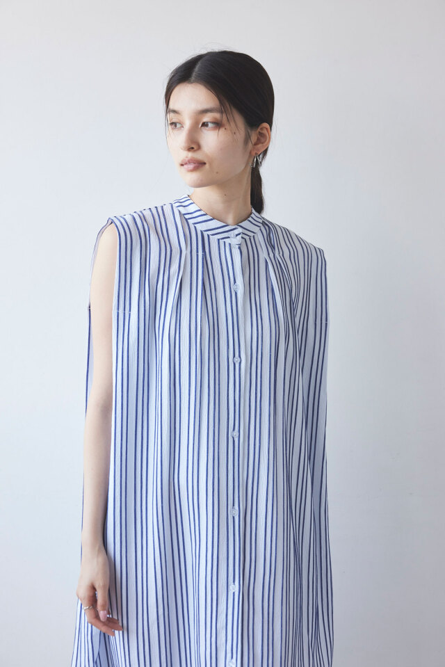 WEB限定】ストライプノースリーブワンピース