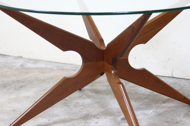 デンマーク ガラストップコーヒーテーブル 北欧 ヴィンテージ ち20-1