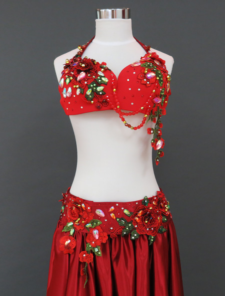 ベリーダンス衣装】女性の美しさを高める真紅！薔薇のように美しい