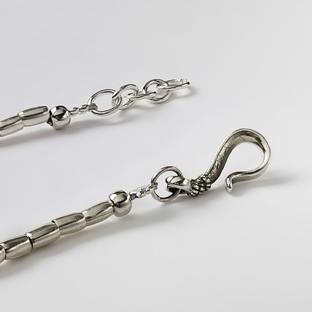 カレンシルバー シンプル パイプビーズ ブレスレット メンズ シルバー