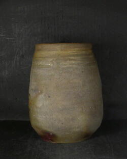 備前焼 登窯 備前焼中堅作家 森本 英助 共箱付き黄・青ゴマ長壺1