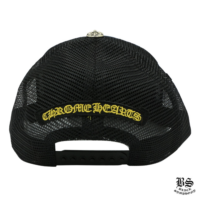 クロムハーツファブリックフロントトラッカーキャップブラックツイル