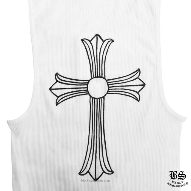 chromehearts】クロムハーツタンクトップ Tバー＆クロス ホワイト
