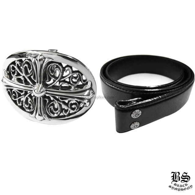 クロムハーツクラシックオーバルクロスバックル＆プレーンブラック