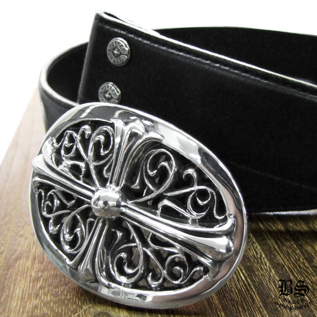 クロムハーツクラシックオーバルクロスバックル＆プレーンブラック