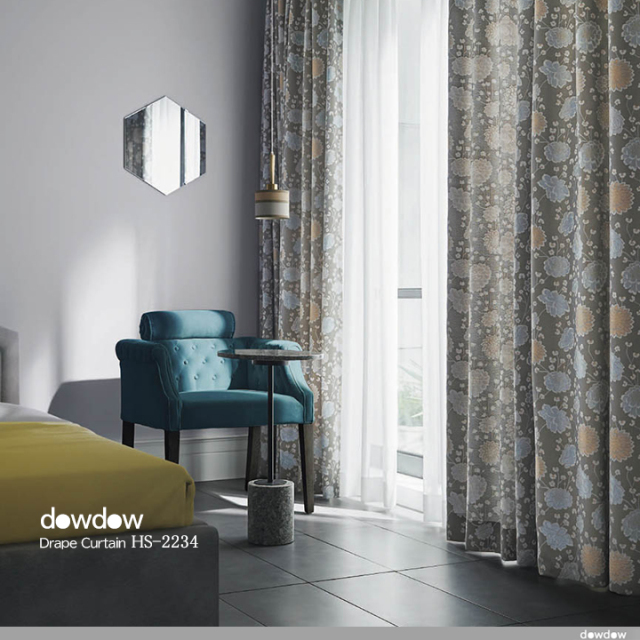 クラシック*モダン】クラシックな花柄のドレープカーテン＆シェード