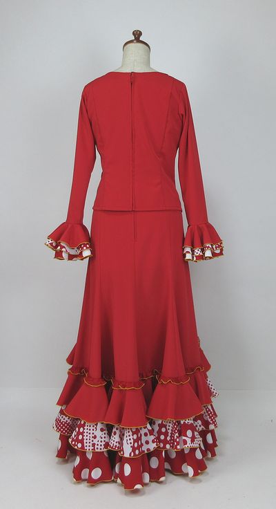 フラメンコ衣装 赤・無地・ツーピース