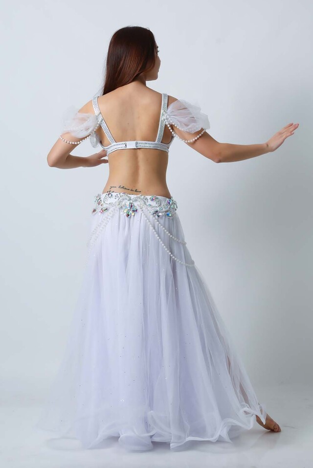 ベリーダンス衣装オリエンタルコスチューム(ホワイト)【送料無料】発表