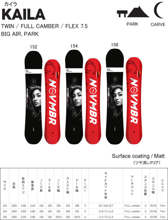 25-26 ノベンバー スノーボード NOVEMBER KAILA カイラ 152cm 154cm