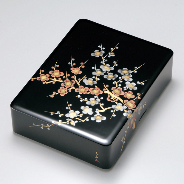 文庫 黒 沈金日の出鶴 A4サイズ 木製 漆塗り 文箱 12-13203 漆器の井助