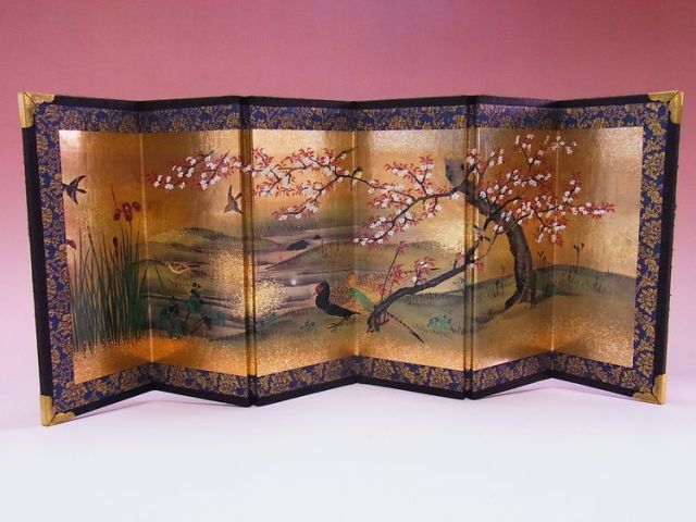 日本画 屏風 花鳥 骨董品 日本画 屏風 花鳥 骨董品 花鳥図屏風 文化