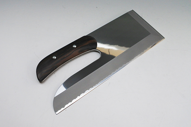 越前刃物】ステンレス特殊鋼 そば切包丁 黒檀柄 刃渡り330mm