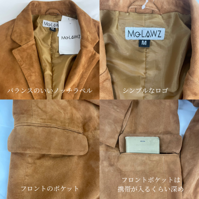 Mo-Laws 山羊革 スエード テーラードジャケット 2つボタン メンズ