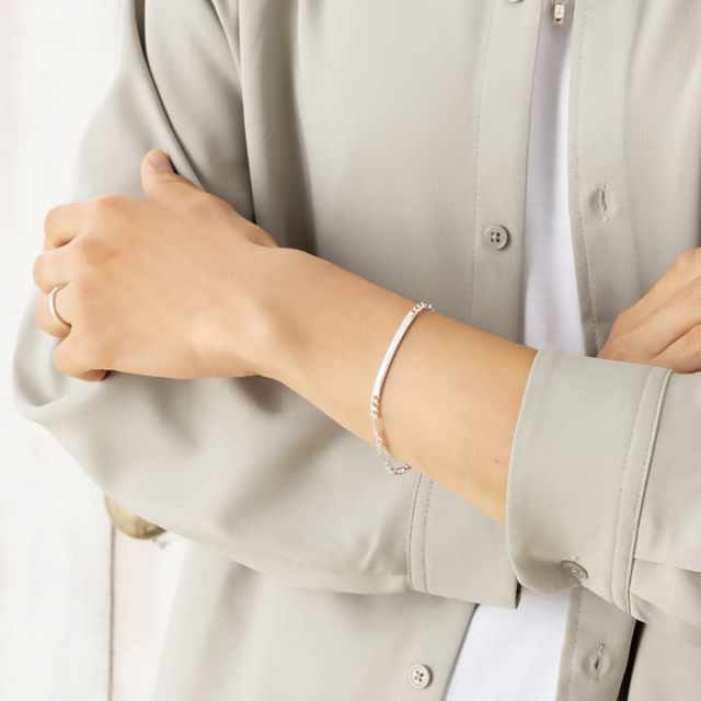 即日発送】【刻印可】シルバーチェーン プレートブレスレット