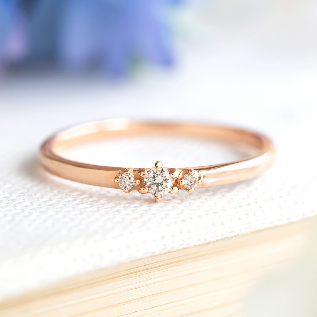 ピンキーリング K10ピンクゴールド ダイヤモンド アクセサリーPePe